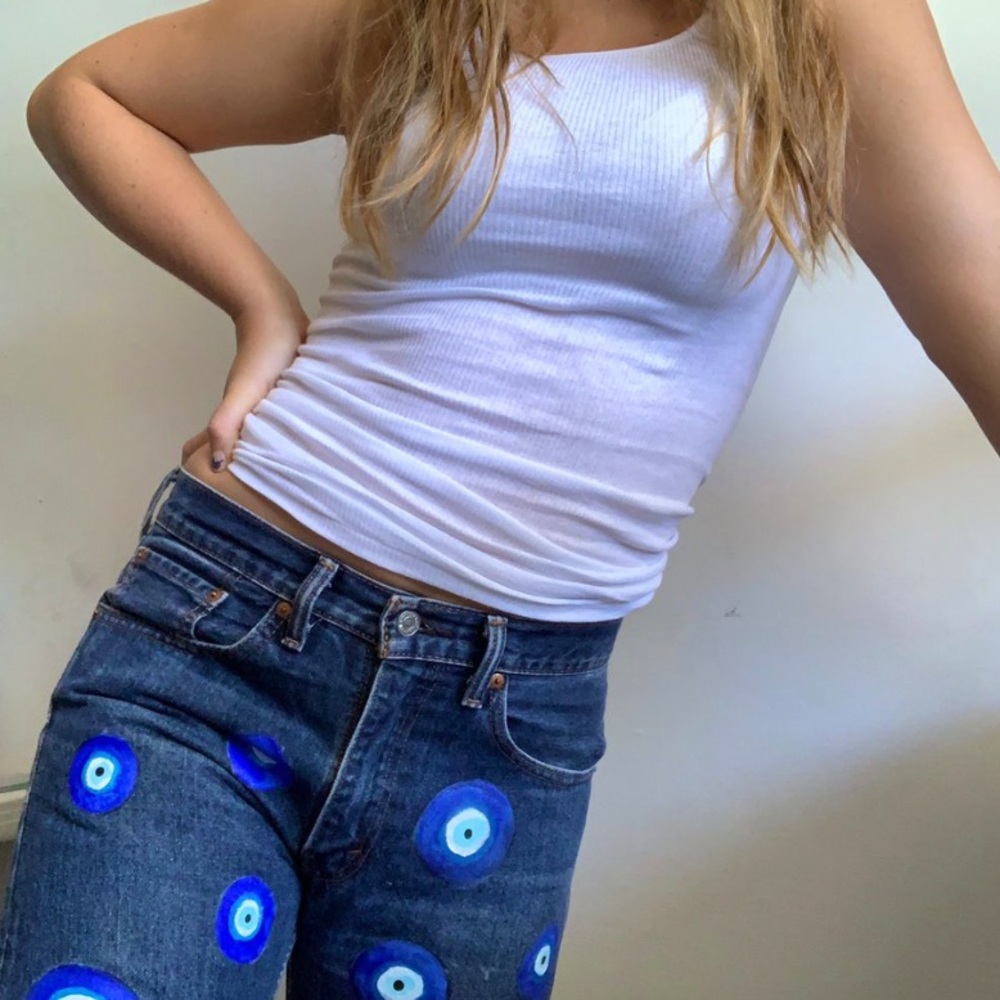 Hand Painted Evil Eye Levi’s🧿